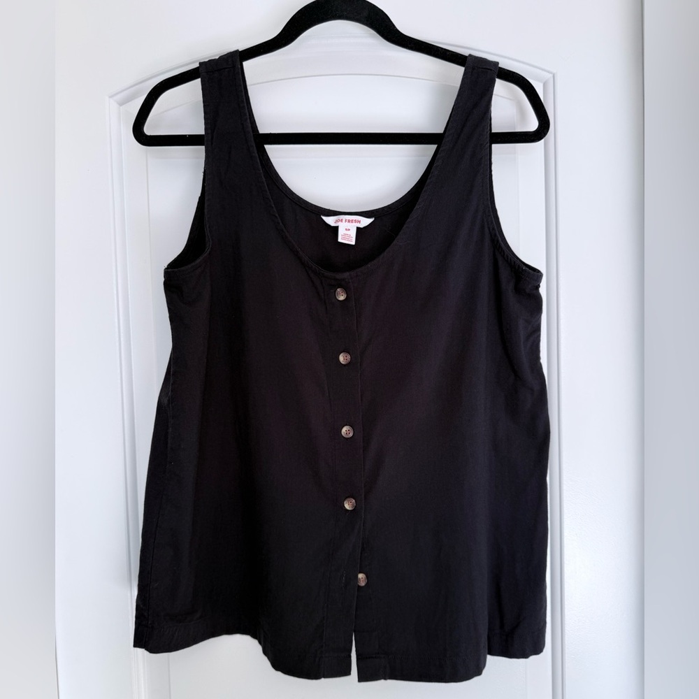 Joe Fresh Button Down Sleeveless Top Lagenlook Capsule Wardrobe Basic Size Small